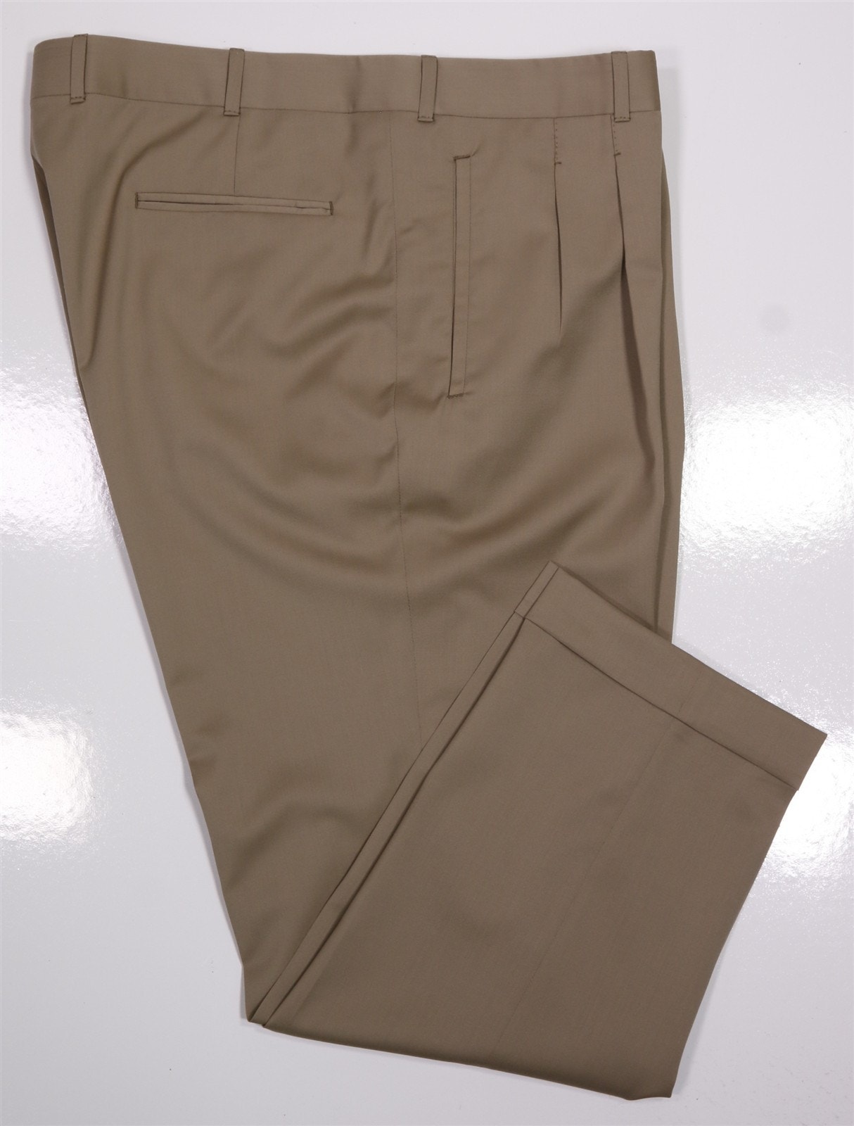 Pedro Tapia Bespoke Handmade Khaki Tan Wool Pleated Dress Pants 40x27